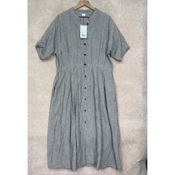 NWT POETRY 100% Linen Dress Size 10 Maxi Striped Minimalist Lagenlook - Picture 1 of 11